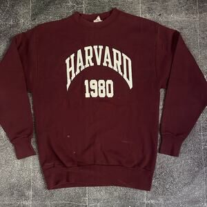 Men's Vintage 80's Medallion Harvard Crimson Red 1980 Crewneck Sweatshirt Sz XL